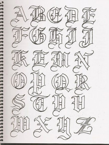 an old english alphabet is shown in this drawing