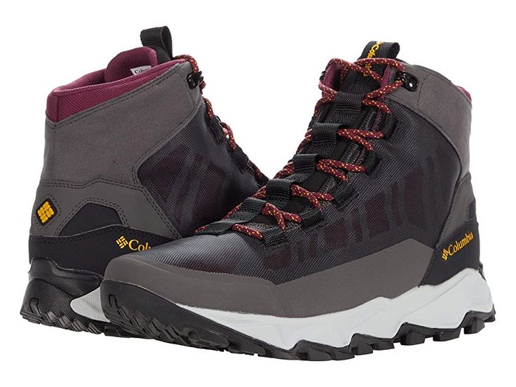 Columbia Flow Borough Mid - Men's Shoes : Dark Grey/Bright Gold : Explore the world in comfort and style when you're wearing Columbia Flow Borough Mid lace-up boots! OutDry waterproof, breathable construction keeps out the wet elements while providing a drier, more comfortable foot environment. Omni-Heat Reflective Thermal Reflective Warmth technology utilizes a breathable material with little silver dots that reflect body heat for excellent interior warmth and comfort. Waterproof breathable mem Sporty Breathable Hiking Boots, Sporty Fade-resistant Hiking Boots For Outdoor Activities, Sporty Gore-tex Hiking Boots For Outdoor Activities, Sporty Fade-resistant Hiking Boots For Outdoor, Nylon Hiking Boots For Outdoor Activities, Sporty Nylon Hiking Boots For Outdoor Activities, Sporty Gore-tex Hiking Boots, Weatherproof Nylon Hiking Boots, Weatherproof Nylon Hiking Boots For Outdoor Activities