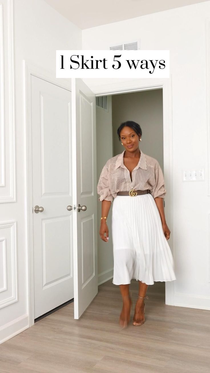 [Promotion] 5 Ways To Style White Skirt For Summer. From Casual Outings To Evenings, This Piece Transitions With Your Style. Whether Paired With A Cozy Sweater For A Brunch Date Or Dressed Up With Heels For A Night Out, This Skirt Is Your Go To For Every Occasion.   White Skirt, Skirt Styling, Versatile Styling, Fashion Inspo, Dress It Up, Outfit Ideas, Work Outfit, Chruch Outfit. #pleatedskirtoutfitideas Off White Pleated Skirt Outfit, Ivory Pleated Skirt Outfit, Pleated Satin Skirt Outfit, White Pleated Skirt Outfit Summer, How To Style A White Skirt, Midi White Skirt Outfit, How To Style Skirts, Style White Skirt, Midi Skirt Fall Outfit