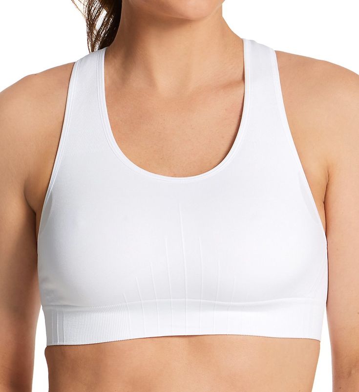 Hanes presents this wireless racerback bra for a comfortable style that's perfect for gym days or running errands. Solid colored knit is made of nylon and spandex. Heathers are made of nylon, polyester, and spandex. Wireless cups have pockets for light, removable padding and knit lining. Scoop neck gives you great coverage! Covered elastic along neckline keeps fit close to the body. Cool Comfort tech has moisture wicking for a cool, dry fit. Center and sides have raised stripe detail. Self-lined Wireless Sports Bra, Comfortable Style, Cozy Pullover, Racerback Sports Bra, Racerback Bra, Keep Fit, Getting Cozy, Comfortable Fashion, Running Errands