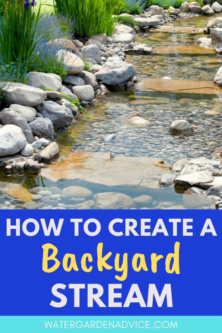 Backyard stream water feature Garden Ponds Ideas, Ponds Ideas, Backyard Stream, Landscaping Water Feature, Pondless Water Features, Garden Stream, Ponds For Small Gardens, Diy Water Feature, Garden Ponds