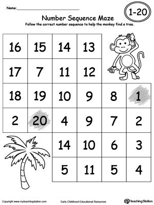 a printable number sequence maze for kids to practice numbers and countings on the same page