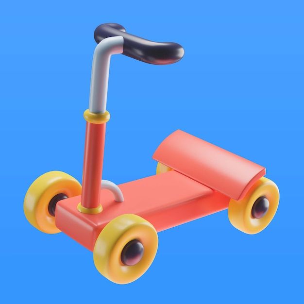 a toy scooter with wheels on a blue background