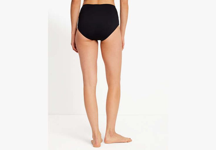 Swim sunbathe or strut to the snack bar in our ruffled high-waist bikini bottom. | Kate Spade High-Waist Bikini Bottom, Black - XS High Rise Bottoms For Beach Season Sunbathing, High Waist Elastane Bottoms For Poolside, Elastane Beachwear Bottoms, High Rise Elastane Swimwear For Summer, Elastane Brief Bottoms For Pool, Elastane Pool Briefs, High Waist Beachwear Bottoms For Pool, High-cut Leg Bottoms For Poolside And Beach Season, High Waist Beach Bottoms With Contoured Waistband