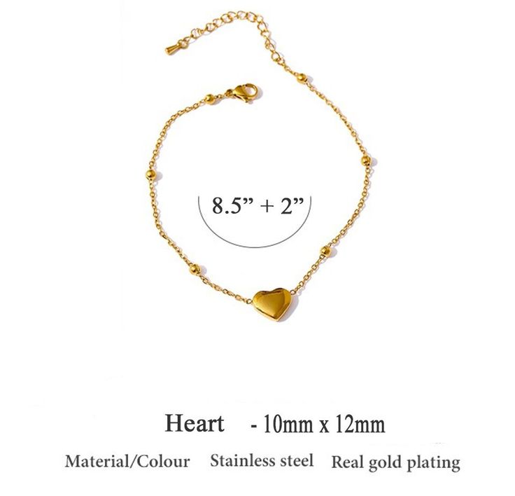 The Gold 18K PVD Heart Anklet is a stylish and eye-catching accessory that adds a touch of elegance and charm to your ankles. Crafted from high-quality materials, this anklet features a delicate chain made of 18K gold-plated metal, which ensures durability and a luxurious shine. The highlight of this anklet is the heart-shaped charm, intricately designed with a polished surface and a warm golden hue. The heart symbolizes love, affection, and emotional connection, making it a meaningful addition Love Affection, Heart Anklet, Delicate Chain, Emotional Connection, Beautiful Heart, Jewelry Cleaner, The Gold, Organza Bags, Heart Of Gold