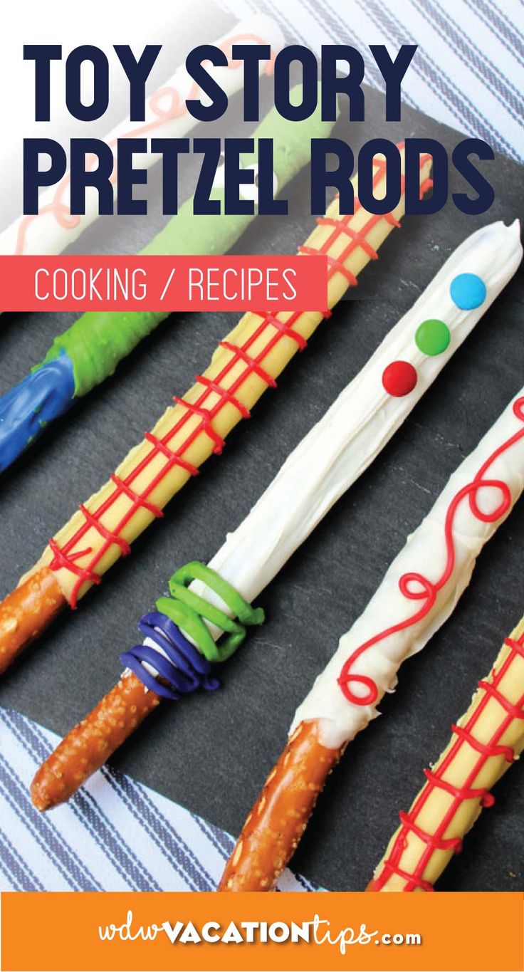 the cover of toy story pretzel rods cooking and recipes, with text overlay