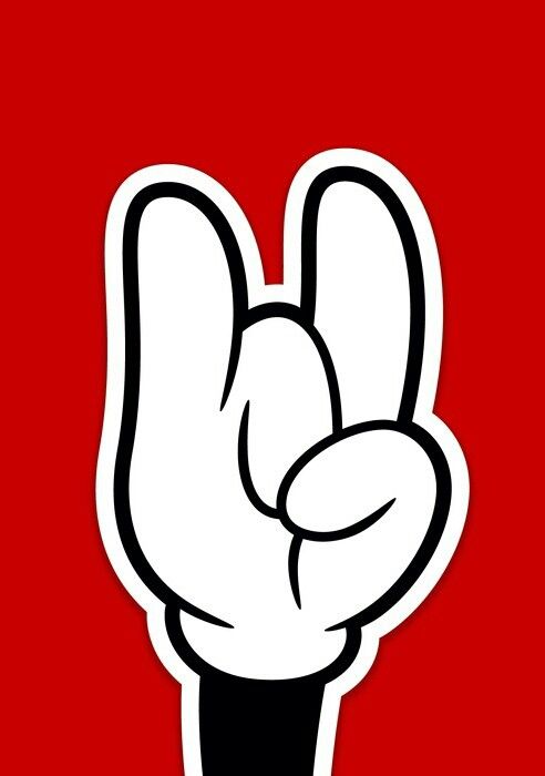 a red background with a black and white hand holding up the middle finger to sign language