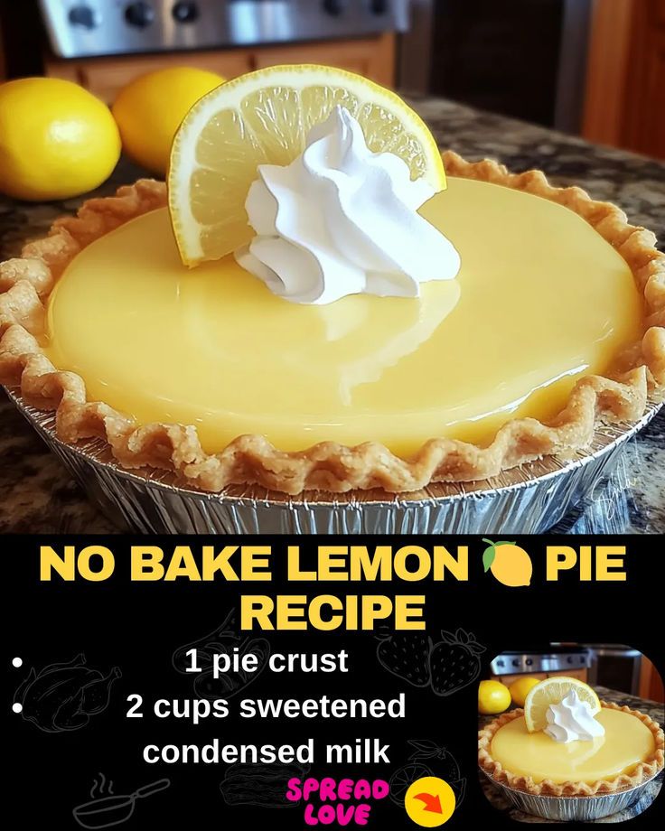 No Bake Lemon  Pie Recipe Lemon Pie Recipe Condensed Milk, Sweetened Condensed Milk Desserts, Easy Lemon Pie, No Bake Lemon Pie, Lemon Desserts Easy, Best No Bake Cookies, Sweetened Condensed Milk Recipes, No Bake Lemon, Peanut Butter Dessert Recipes