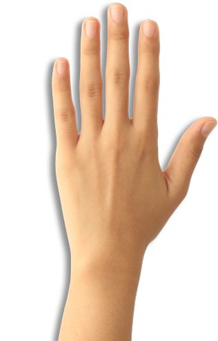 a person's hand is shown with their fingers extended