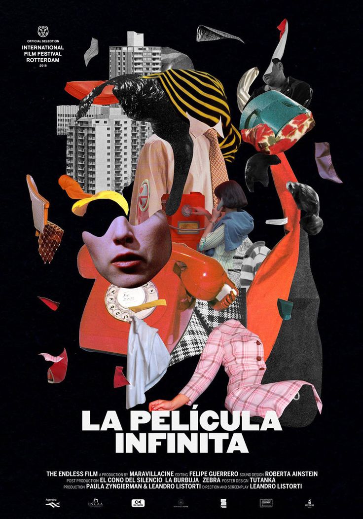 the movie poster for la pelicula infinita, which features collaged images