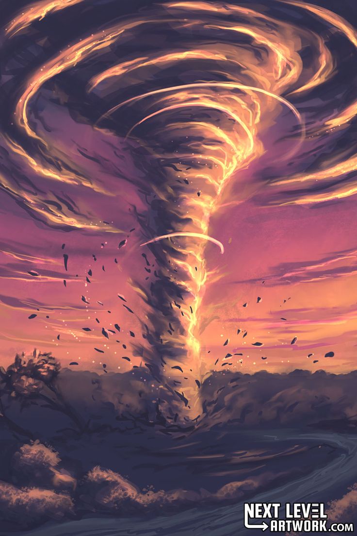 a painting of a tornado in the sky