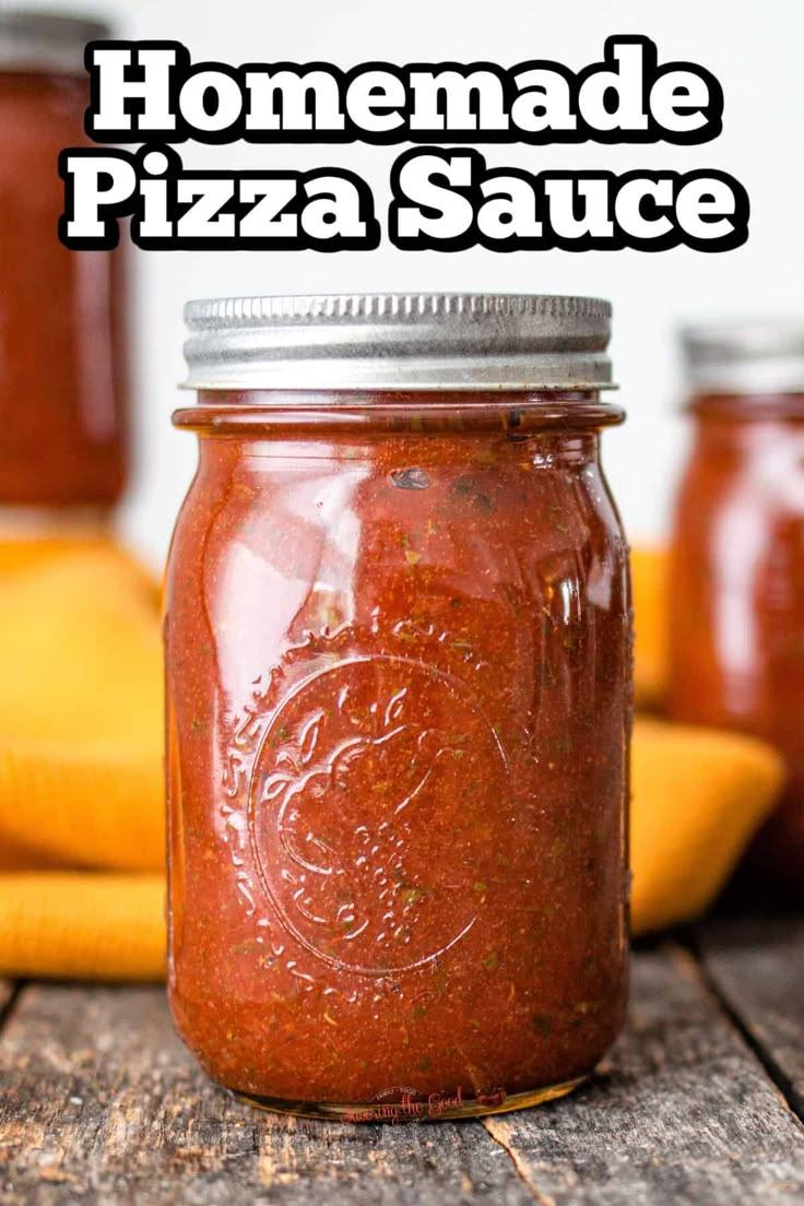 homemade pizza sauce in a mason jar