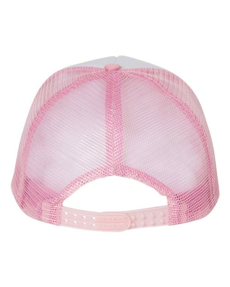 Foam Mesh-Back Trucker Cap - WHITE/ PINK - ADJUSTABLE | Valucap Foam Mesh-Back Trucker Cap in White/Pink Size Adjustable | Polyester Cheap Pink Baseball Cap For Beach, Sporty Pink Baseball Cap For Sports Events, Pink Snapback Hat For Sports, Pink Trucker Hat With Curved Visor, Casual Pink Snapback Hat With Flat Bill, Casual Pink Snapback Hat For Sports Events, Pink Adjustable Baseball Cap With Curved Visor, Pink Sports Visor Baseball Cap, Pink Adjustable Flat Bill Snapback Hat