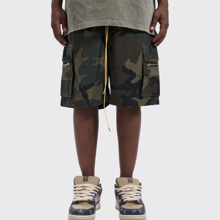 Loose Camouflage Cargo Shorts - Starphase Summer Military Style Cargo Pants With Built-in Shorts, Military Cargo Shorts With Multiple Pockets For Outdoor, Khaki Techwear Cargo Shorts For Summer, Summer Military Cargo Pants With Cargo Pockets, Combat Style Summer Cargo Pants With Pockets, Combat Style Khaki Shorts With Pockets, Combat Style Cargo Pants With Pockets For Summer, Military Style Summer Cargo Shorts With Pockets, Military Style Cargo Shorts For Outdoor