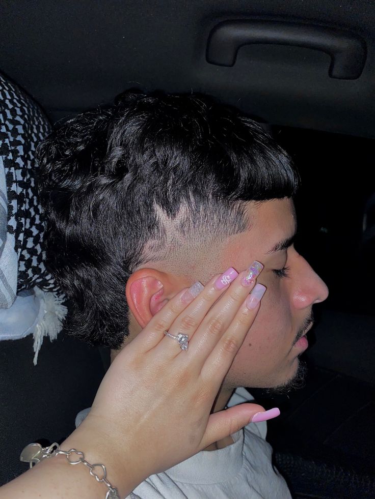 Nails On Boyfriend Face, Nails With Boyfriends Initials Long, Showing Nails Pose With Boyfriend, Showing Nails On Bf Pants, Nails With F Initial, Promise Ring Pictures, Nails For Boyfriend Initial, Bf Initial Nails, Boyfriends Initials On Nails