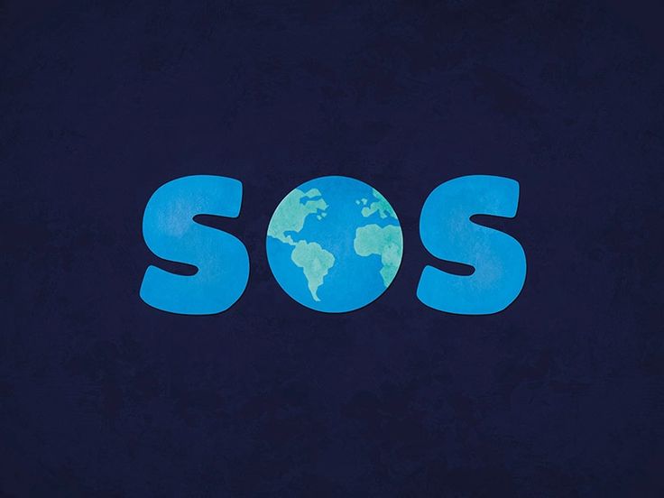 the word sos is written in blue with a green earth on it's side