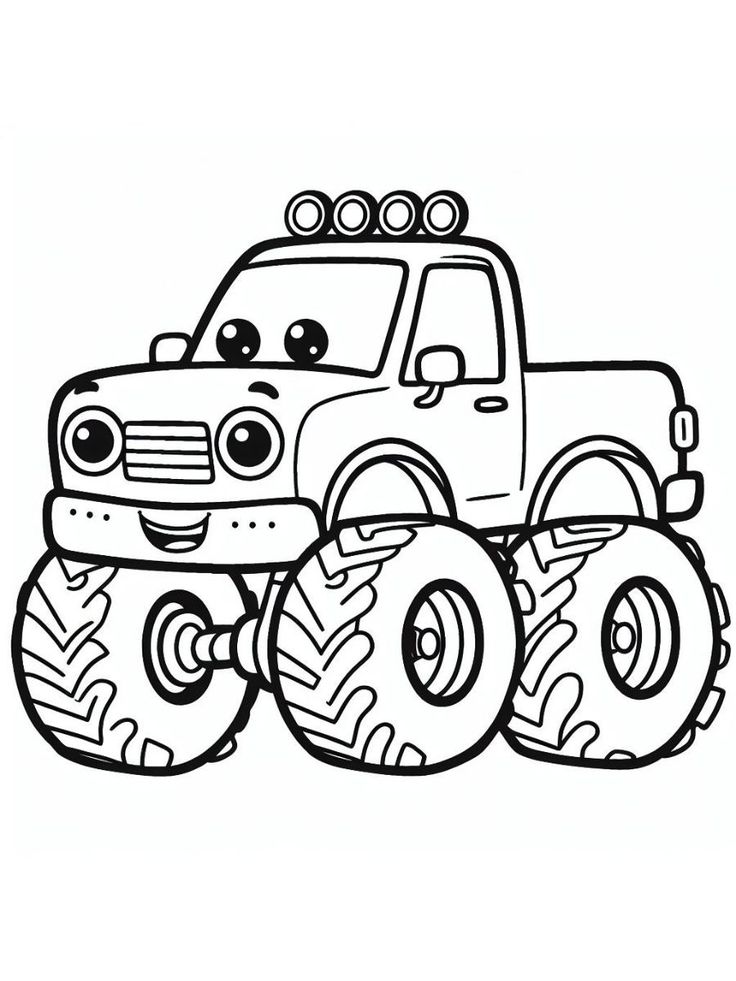 a cartoon monster truck with big wheels