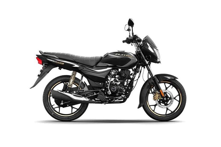 a black motorcycle is shown on a white background