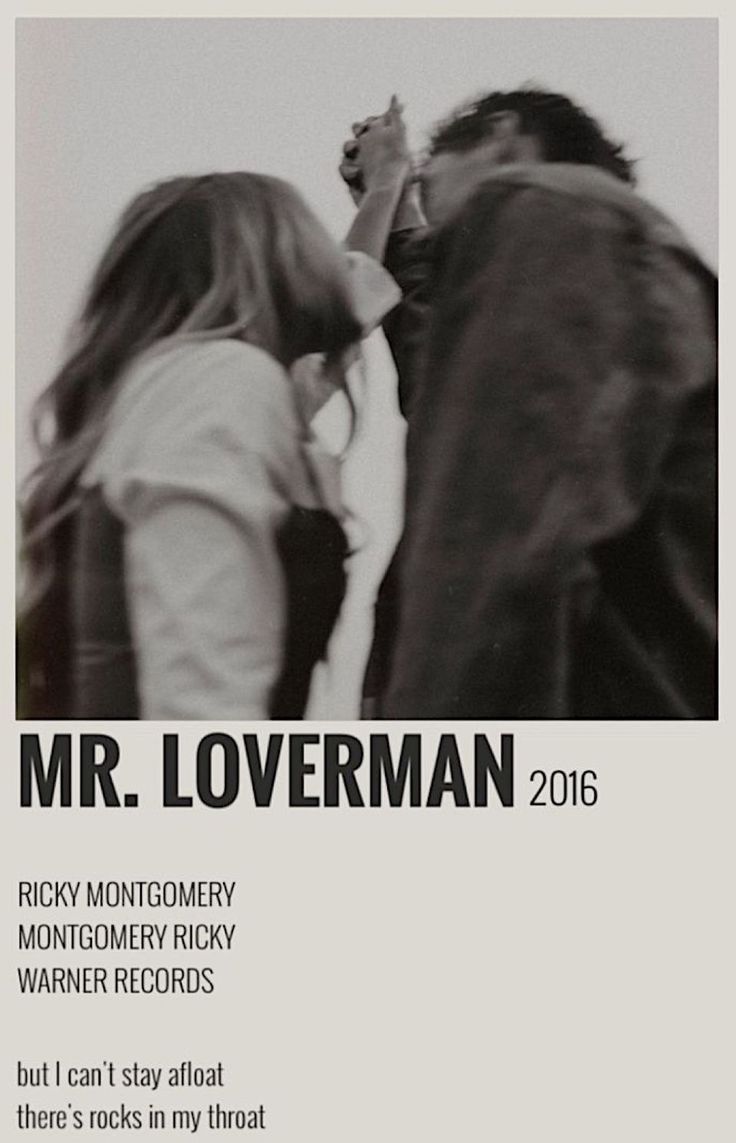 a poster with the words mr loverman in black and white, featuring two people