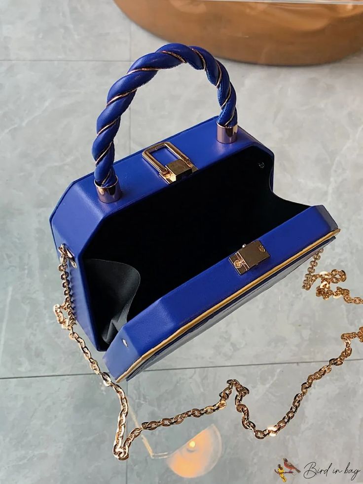 BirdinBag - Compact Letter Chain Box Bag Chain Bag, Box Bag, Bag Bag, Chain Bags, Dark Black, Purple And Black, Blue Brown, Bag Storage, Top Handle