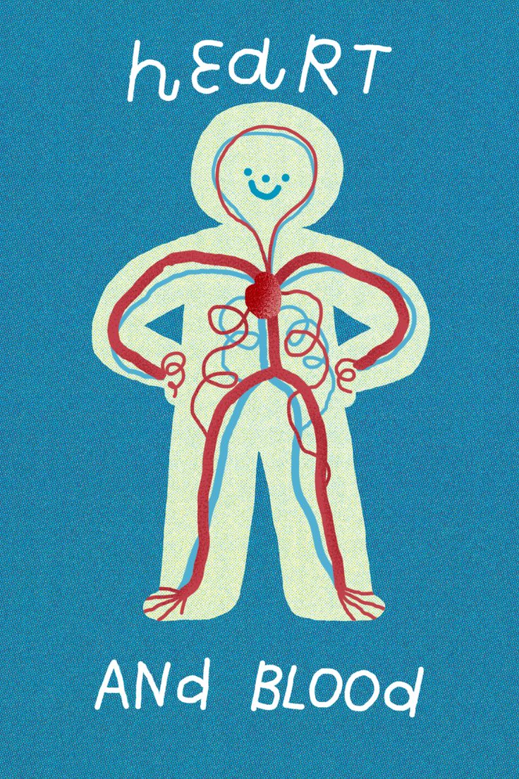 a blue book cover with an image of a man holding his heart and blood vessels