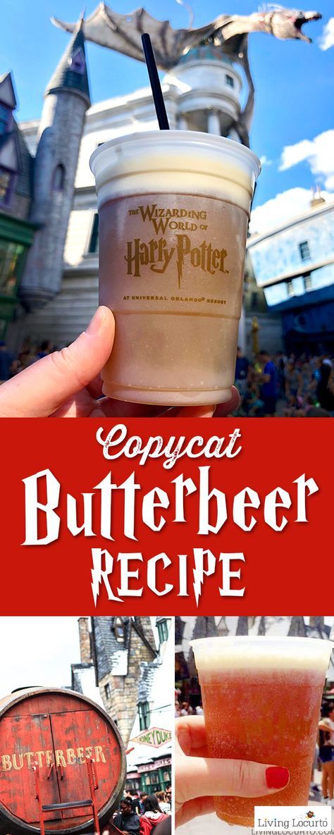 a person holding up a drink in front of the hog potter's castle with text overlay