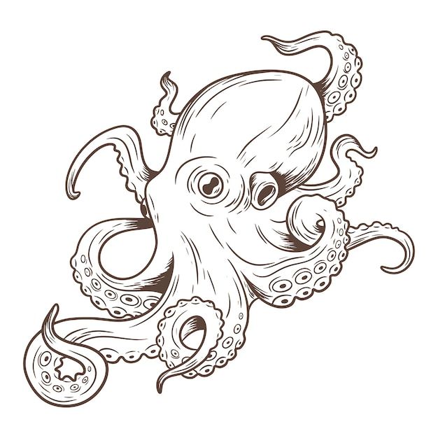 an octopus is drawn in black and white