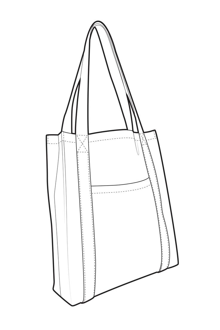 Bag Flat Sketch, Bag Drawing Sketch, Bag Technical Drawing, Bags Sketches, Cute Tote Bag Design, Tote Bag Drawing, Tote Bag Template, Tote Bag Illustration, Products Illustration