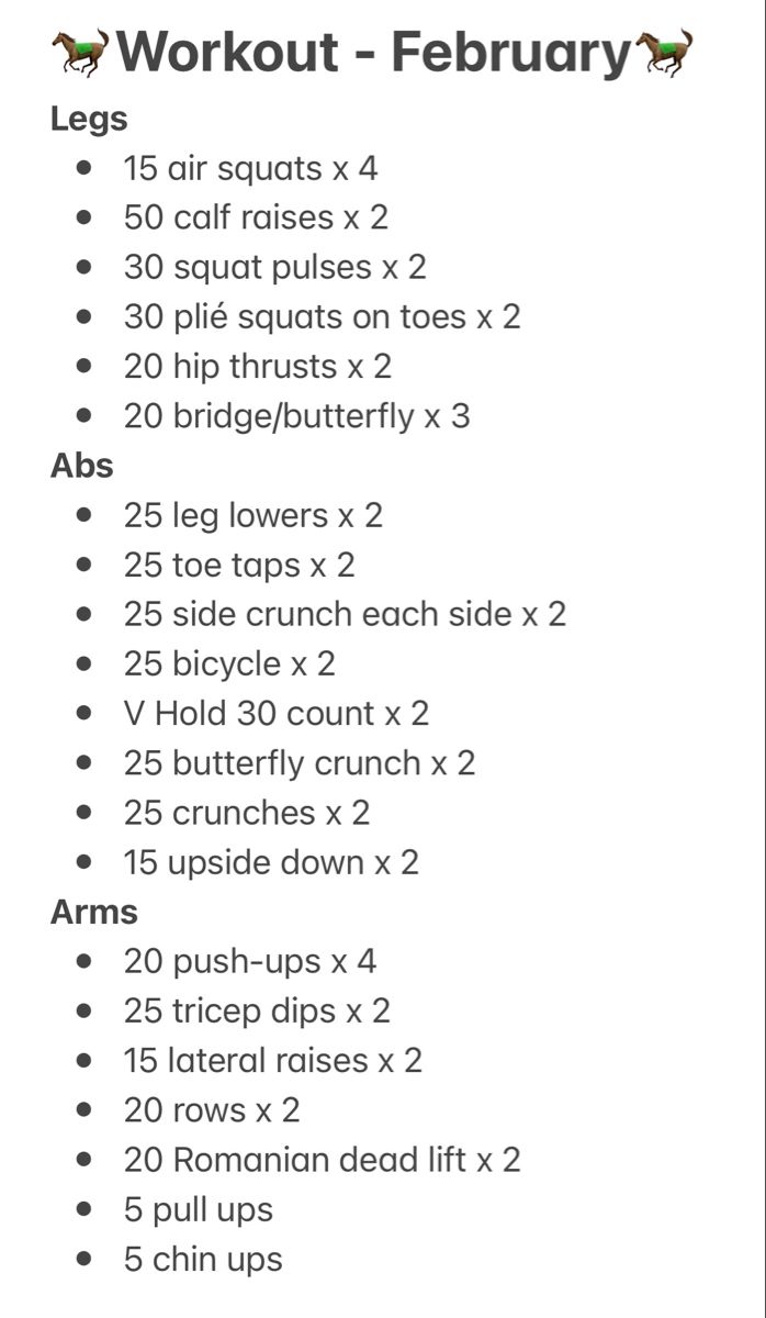 the workout schedule is shown with instructions for how to do it and what to use it