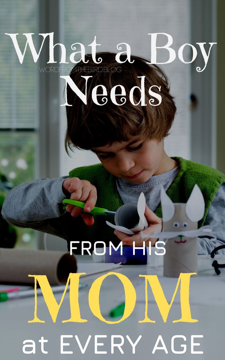 a young boy is playing with his mom's toys and the words, what a boy needs from his mom at every age