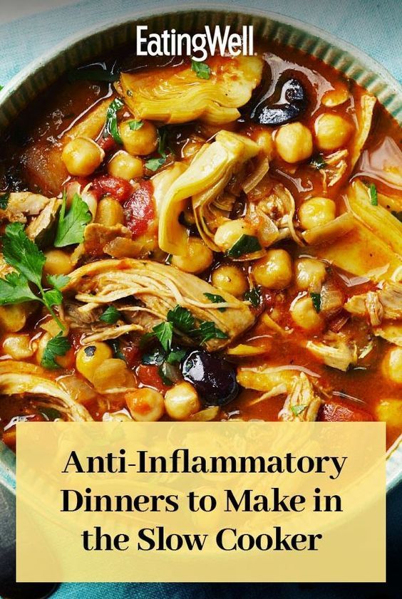 a bowl filled with food and the words anti - inflamatory dinners to make in the slow cooker