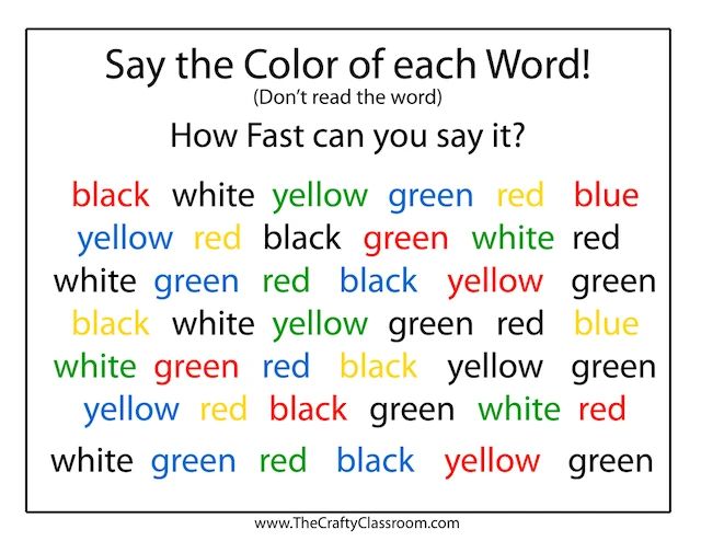 the words in different colors are written on white paper