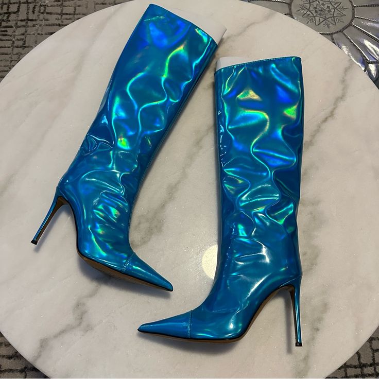 Authentic Metallic Boots, Alexandre Vauthier, Shoes Heels Boots, Shoes Women Heels, Limited Time, Heeled Boots, Metallica, Shoes Heels, Color Blue