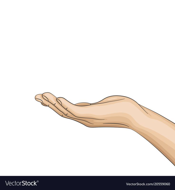 a hand holding something in it's palm on a white backgroung