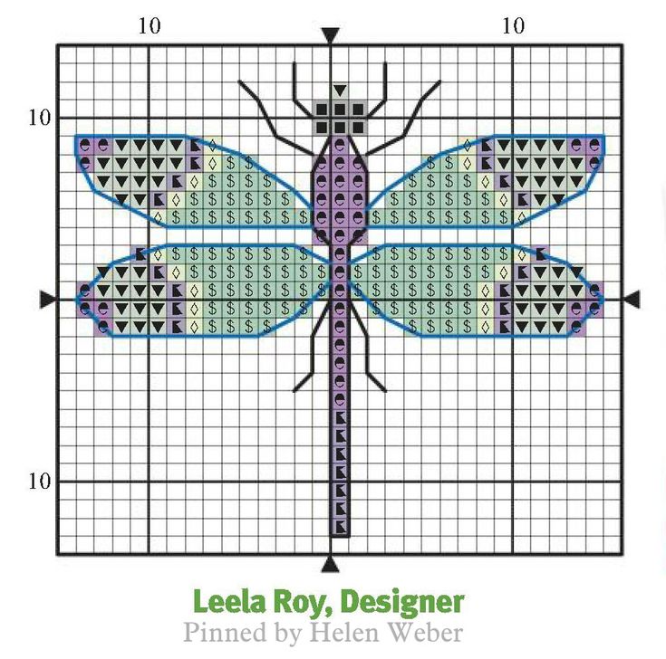 a cross stitch pattern with the words leela ray, designer and an image of a dragon