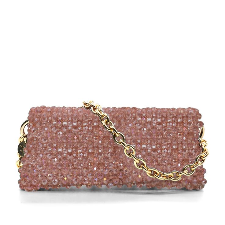 Santorini - Palera Milano Luxury Beaded Top Handle Evening Bag, Luxury Beaded Shoulder Bag For Fashion, Formal Beaded Shoulder Bag With Top Handle, Formal Beaded Top Handle Shoulder Bag, Evening Top Handle Bag With Beaded Details, Luxury Beaded Bags For Everyday Use, Pink Embellished Evening Bag, Luxury Beaded Clutch Shoulder Bag, Luxury Beaded Shoulder Bag