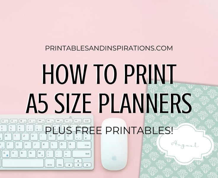 a computer keyboard, mouse and other items on a pink background with the words how to print as size planners plus free printables