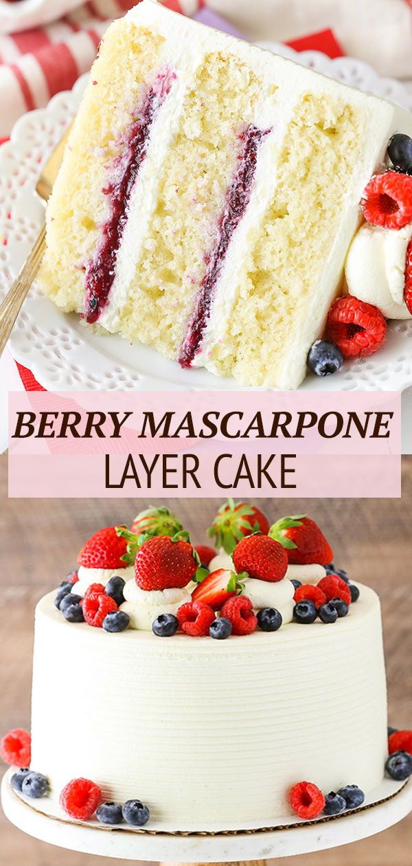 two different types of berry mascarpone layer cake