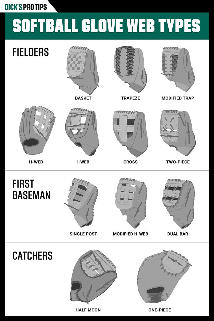 the different types of baseball gloves are shown in this diagram, and there is also an image