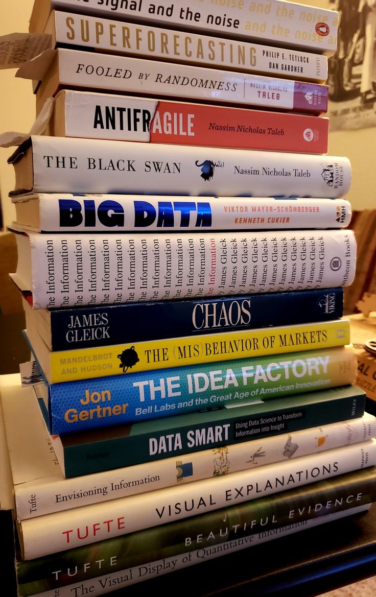 a stack of books sitting on top of a table