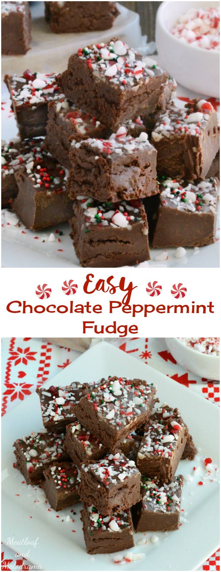 chocolate peppermint fudge brownies with sprinkles on the side