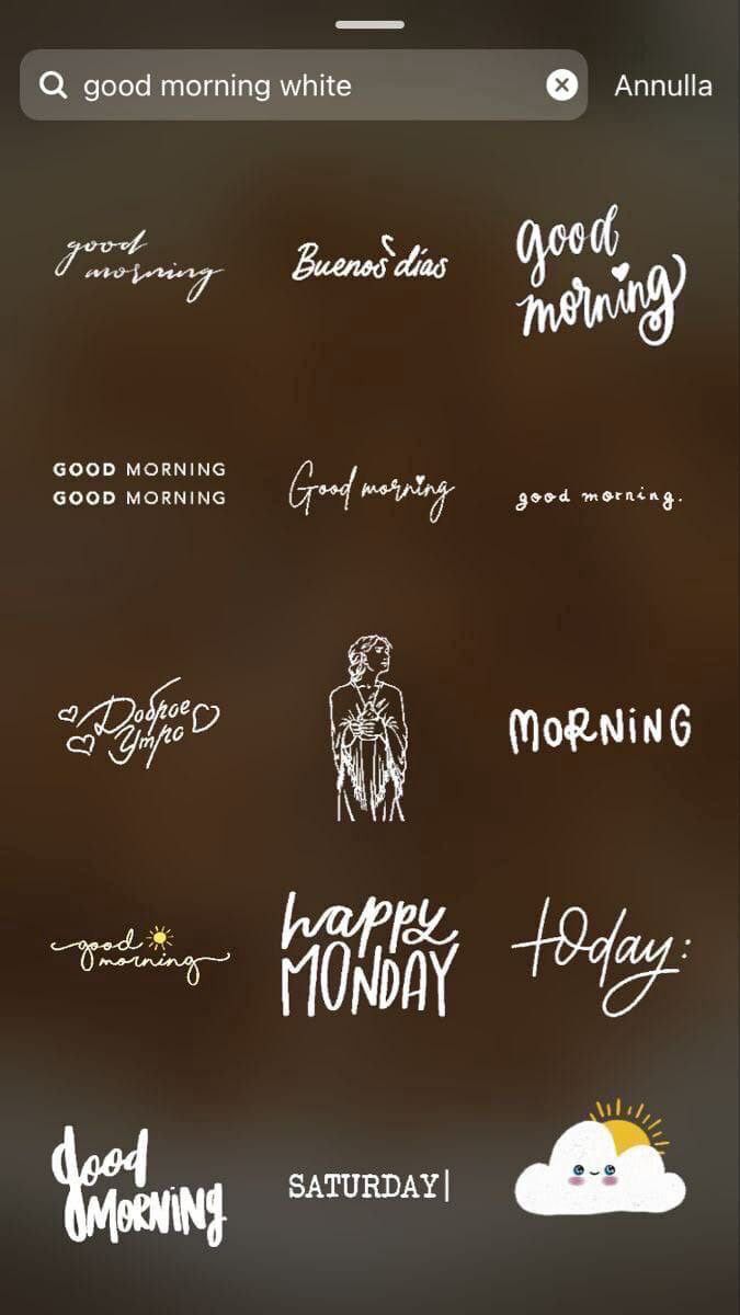 an iphone screen with the words good morning and happy monday written in white on it