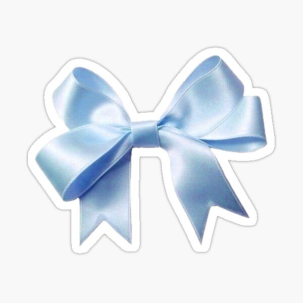 a blue bow sticker on a white background