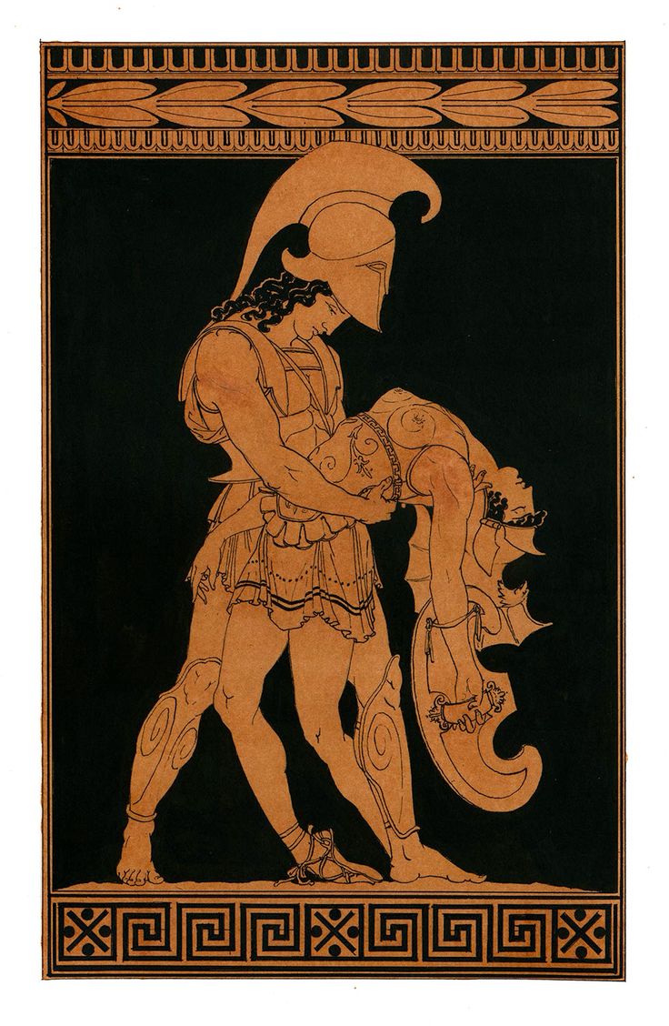 Achilles hold the body of Pentheselia , the Amazon. Ancient Greek Vase, Greek Vase, Greek Paintings, Ancient Greek Pottery, Greek Warrior, Ancient Greek Art, Greek Pottery, Greek And Roman Mythology, Greek Mythology Art