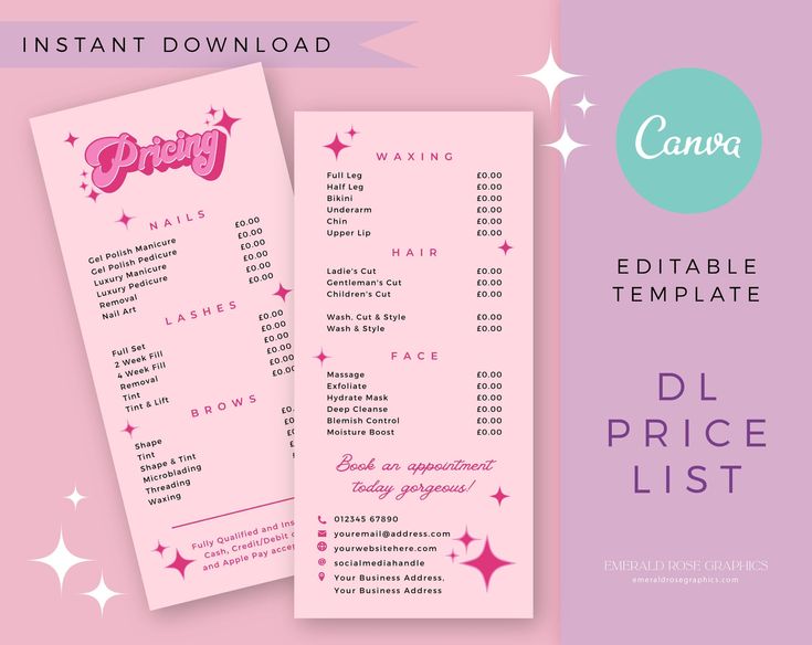 Price List | Editable Canva Template- Pink Retro DIY Customisable Price Menu Card, Pretty Funky Logo Branding Set, Boho Hippie 70s logo Canva Price List Ideas, Pink Canva Template, Price Menu Design, Cute Canva Design, Canva Document Design, Price List Design Graphics, How To Order, Pink Menu Design, Lash Price List Ideas