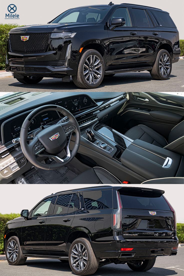 (LHD) CADILLAC ESCALADE SPORT 6.2P AT MY2023 - BLACK Cadalic Escalade, All Black Escalade, Cadallic Car Suv, Luxury Suv 2024, Black Escalade Cadillac, 2024 Cadillac Escalade, Black Suv Cars, Cadillac Escalade 2024, Cadilac Escaled Black