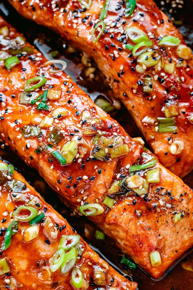 salmon with sesame seeds and seasoning on top