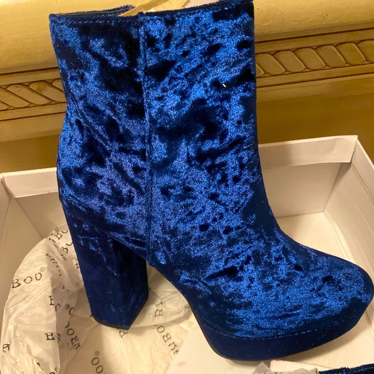 Shoes Blue Velvet Boots, Velvet Boots, Shoes Blue, Blue Velvet, Blue Shoes, Shoes Heels Boots, Shoes Women Heels, Heeled Boots, Shoes Heels