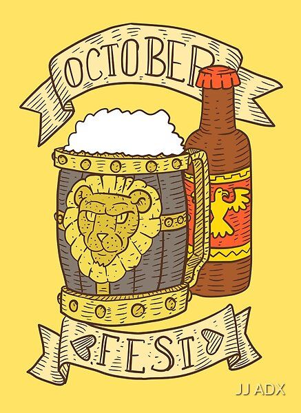 a beer mug with a lion on it and the words octoberfest next to it