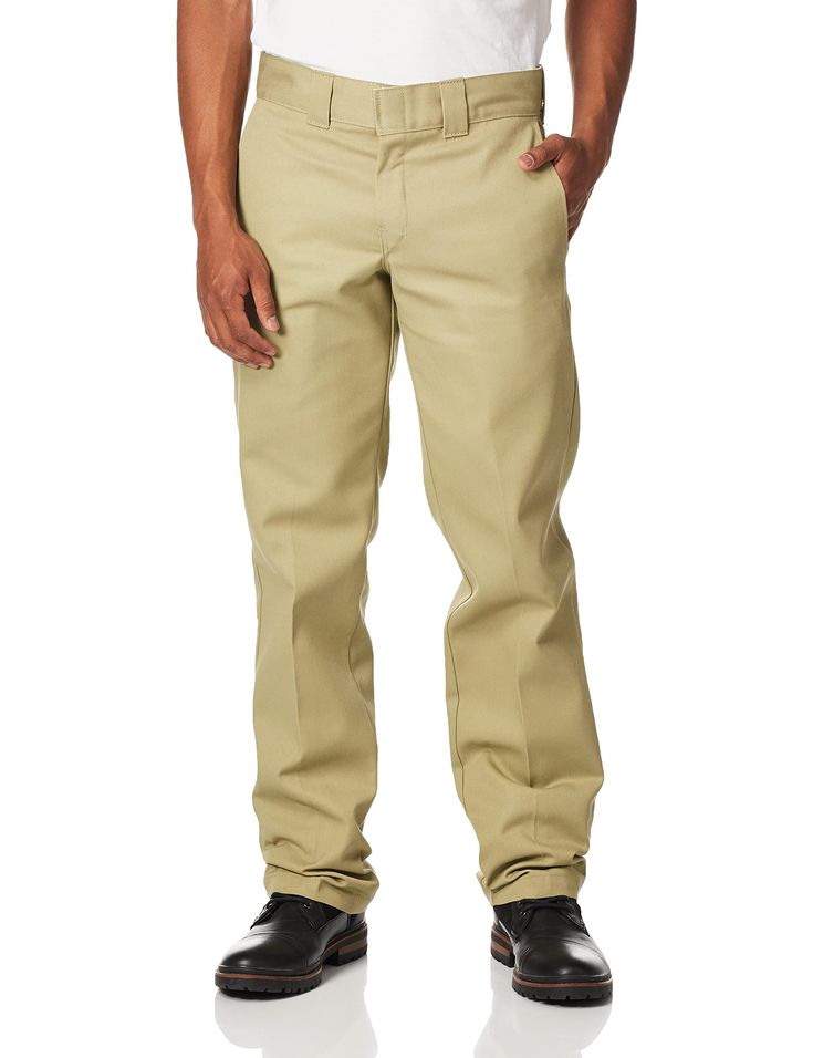 PRICES MAY VARY. CLASSIC WORKWEAR: This pant is designed with a fit that sits below waist & slim in seat and thigh with straight leg. It's made with a wrinkle-resistant poly/cotton fabric blend with a stain-release finish for enhanced durability. STURDY FUNCTIONALITY: Our popular slim work pant is great on and off the job, featuring tunnel belt loops, a hook-&-eye waist closure with heavy-duty brass zipper, side seam front pockets & back welt pockets for flap-free contour, plus a center crease Q Relaxed Fit Work Pants With Welt Pockets, Slim Fit Straight Leg Work Pants With Belt Loops, Classic Solid Work Pants With Pockets, Classic Slim Fit Work Pants With Pockets, Flat Front Work Pants With Pockets, Solid Flat Front Work Pants With Belt Loops, Work Pants With Belt Loops And Flat Front, Solid Color Straight Leg Work Pants With Belt Loops, Slim Fit Solid Color Work Pants With Tapered Leg